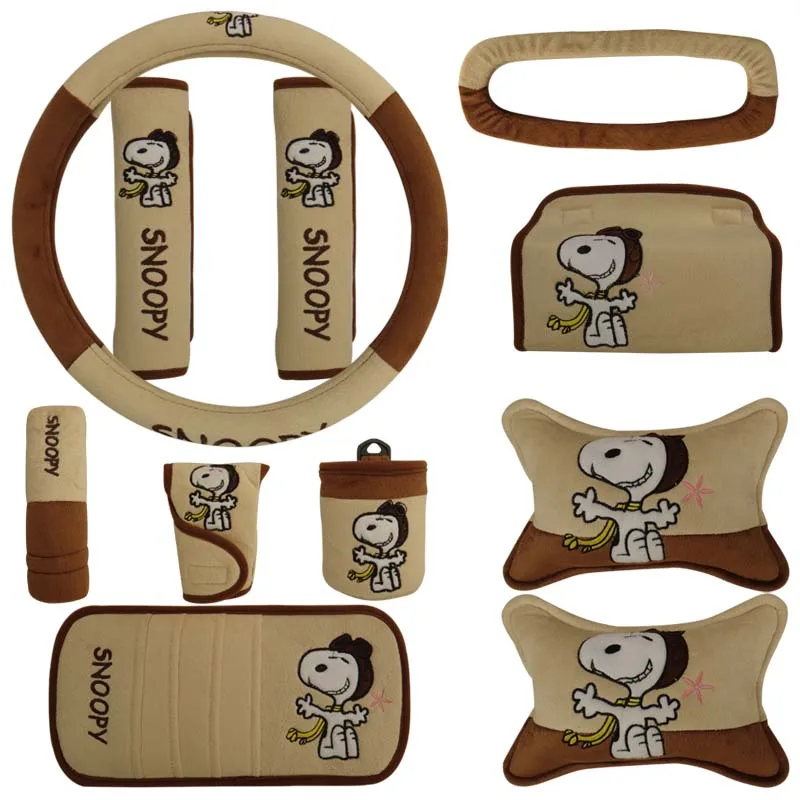 Искусственный плюш Snoopy авто аксессуары ручка декоративное приспособление ручной тормоз рулевого управления подголовник солнцезащитный козырек Snoopy - Цвет: 11pcs
