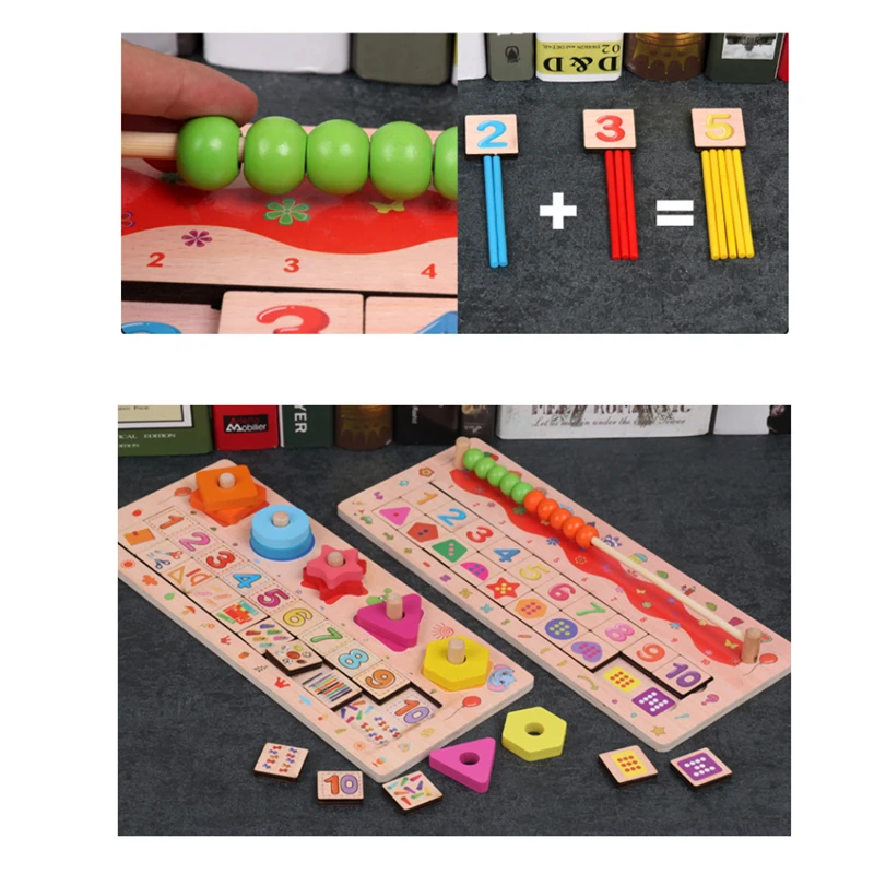 

Деревянная детская доска с геометрическим рисунком, набор для раннего развития, детские игрушки, обучающая доска, арифметическая головолом...