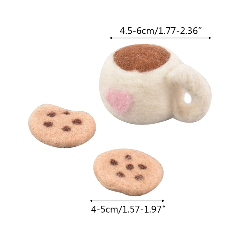 

3 Pcs/Set DIY Baby Wool Felt Milk Tea Cup+Cookies Decorations Newborn Photography Props Infant Photo Shooting Accessories