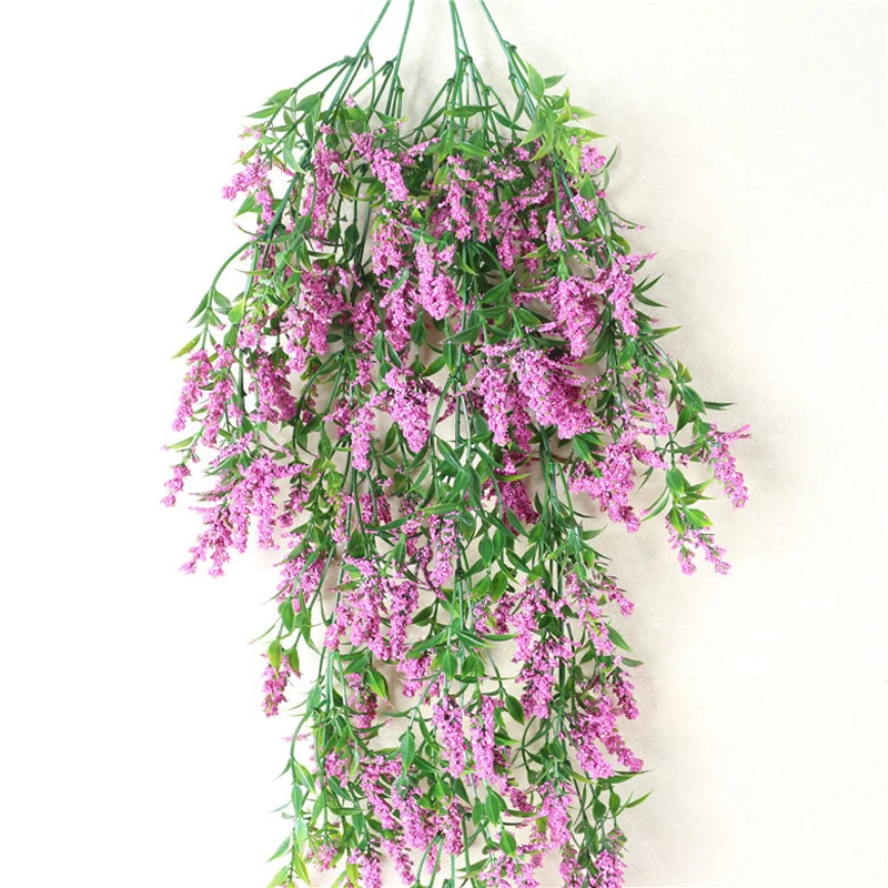 

Artificial Hanging Plastic Lavender Vine Plant Party Decoration Simulation Wall Hanging Basket Flower Lavender Vine Fake Plants