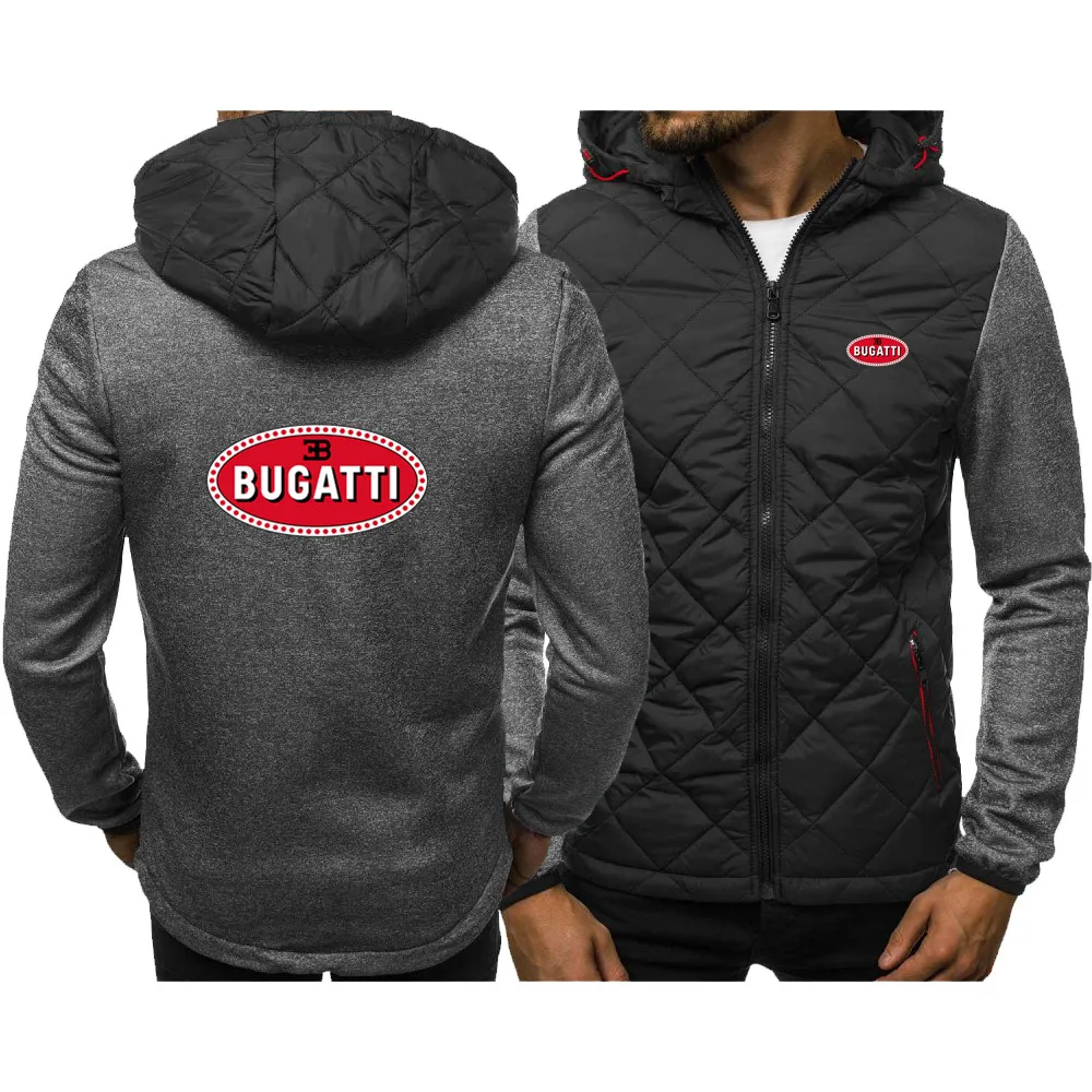 

2021 New Spring Autumn Mens BUGATTI car logo Hoodies For Men Print Hooded Jacket Coats Zipper Fashion Warm Fleece Padded Tops