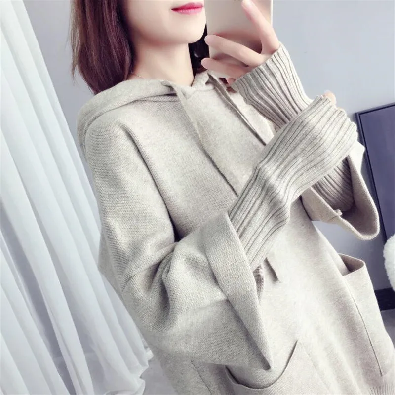 2019 женские свитера на весну и осень Однотонный свитер с длинными рукавами