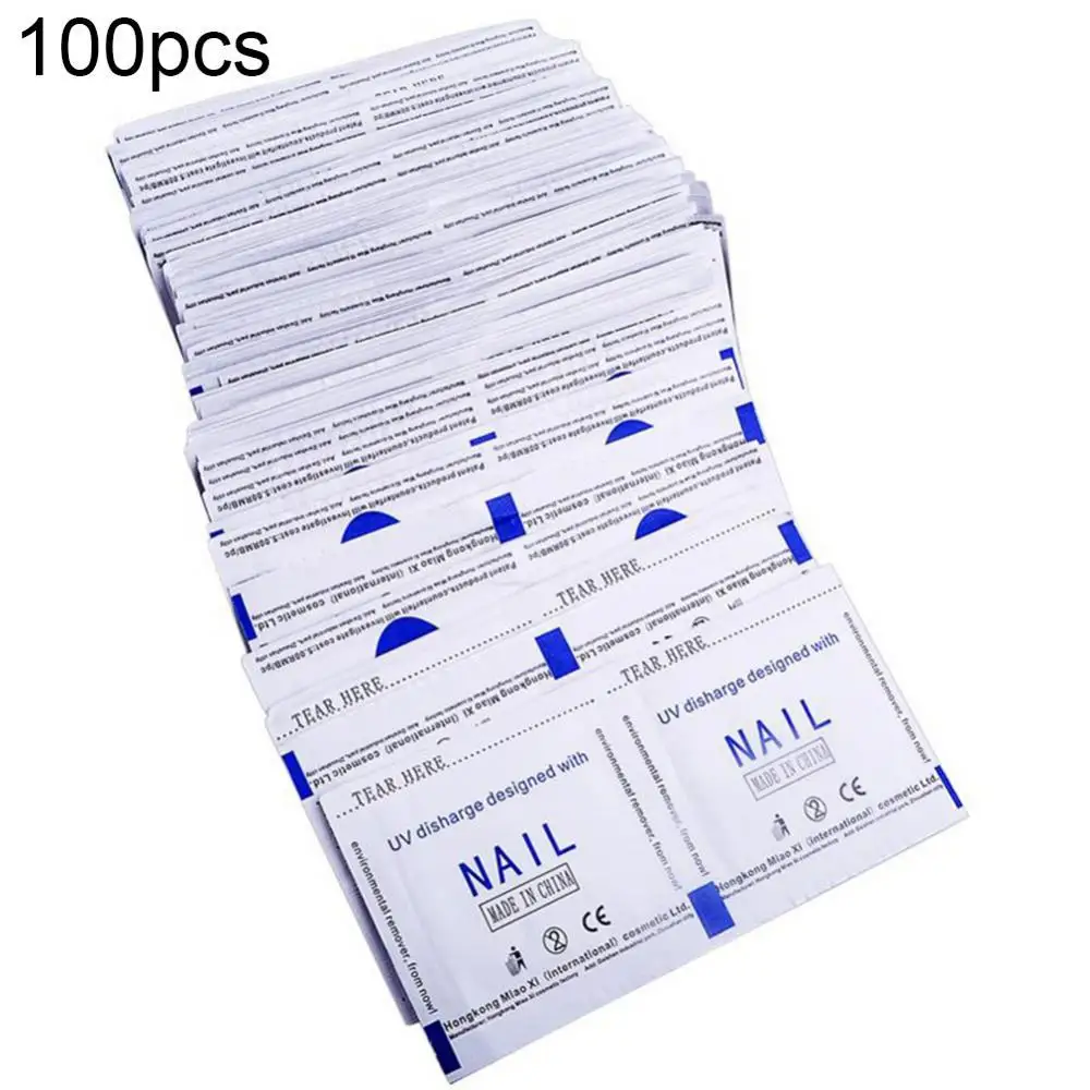 

100Pcs Disposable Phototherapy Nail Gel Polish Remover Wipes Pads Foil Cleaner