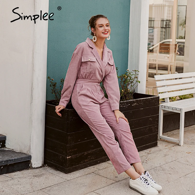 Simplee элегантный розовый осенне-зимний женский комбинезон из двух частей офисный