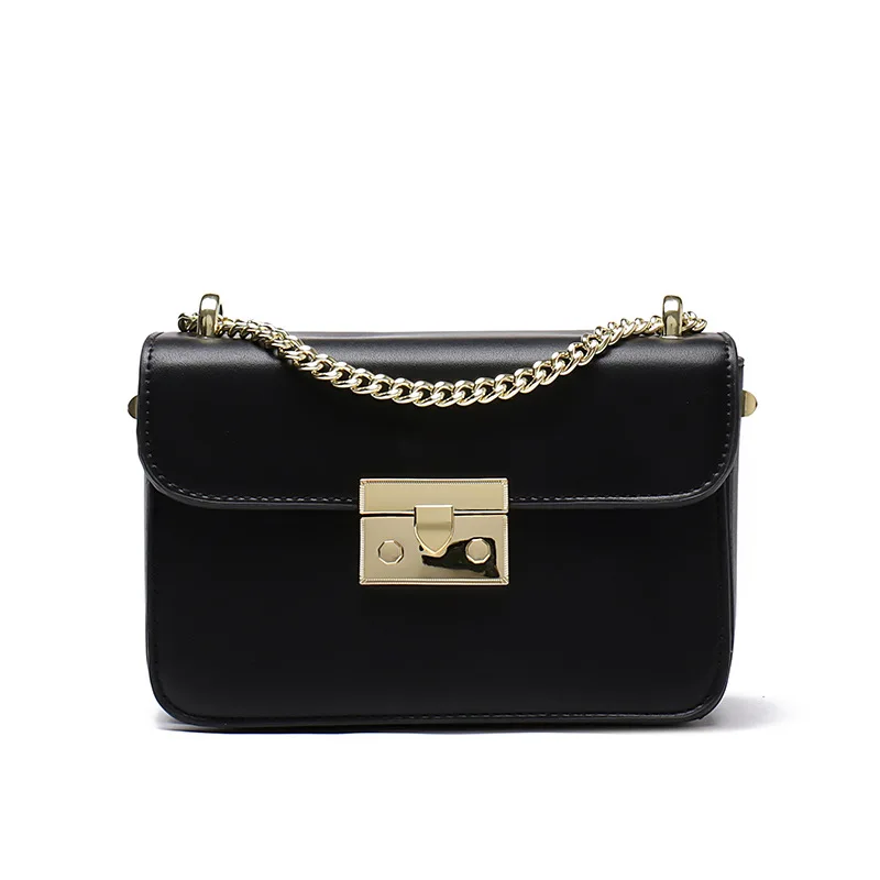 

High Quality Leather 2021 New Fashion Cowhide Ladies One-shoulder Diagonal Lock Chain Bag Purses and Handbags Luxury Designer