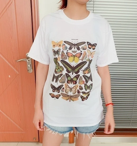 VIP511 YF белые и серые футболки защиты папиллонов винтажная блуза с бабочкой плакат