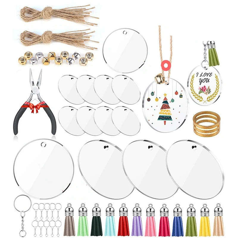 Прозрачные Акриловые круглые диски для самостоятельного изготовления брелоков