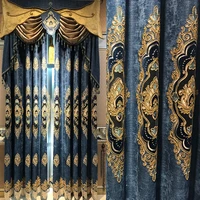 high quality luxury european style velvet cord embroidered curtains for bedroom and living room blackout curtain deluxe chenille