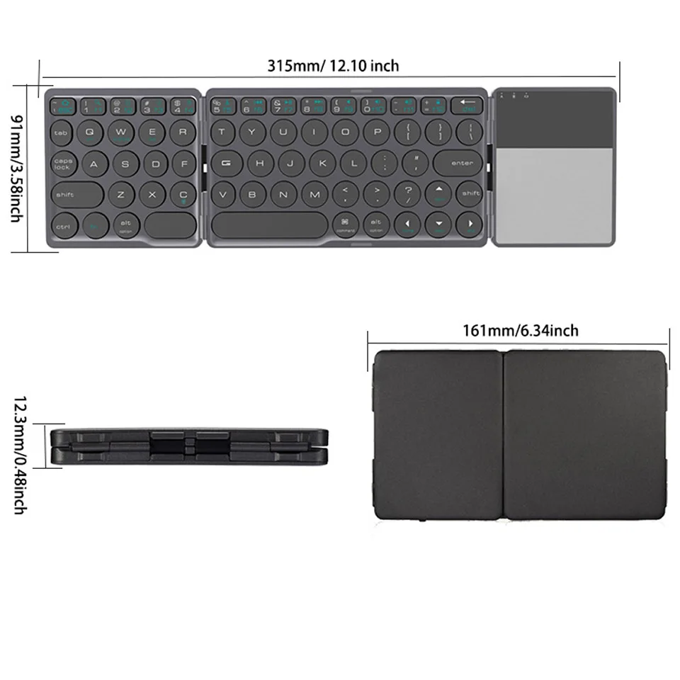 

OUTMIX Upgrade Mini Folding Keyboard Bluetooth Foldable Wireless Keypad with Touchpad for Windows Android ios Tablet ipad Phones