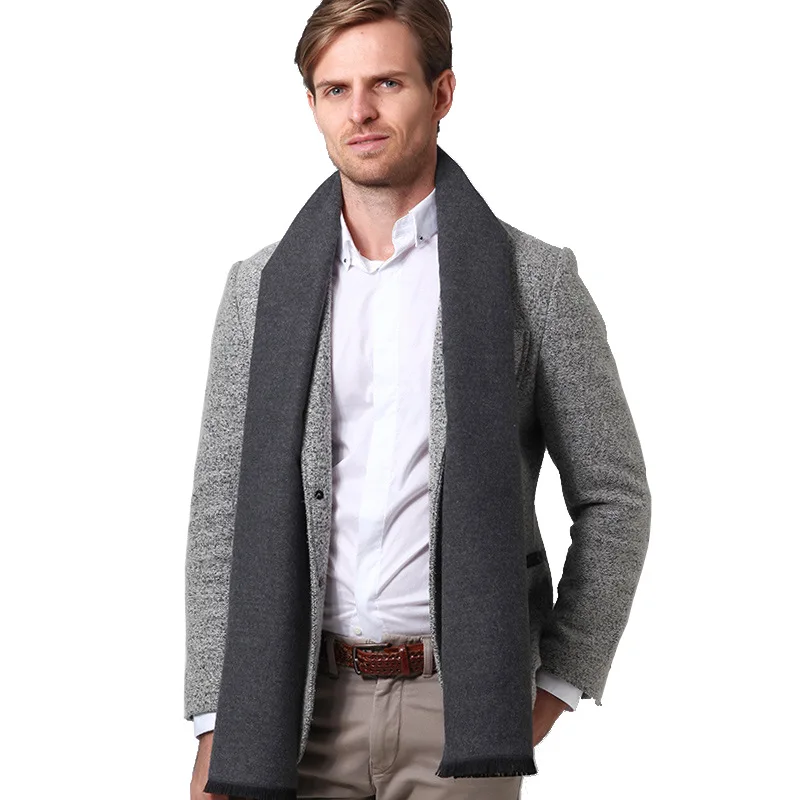 Шарф кашемировый мужской однотонный теплый из пашмины Осень-зима |