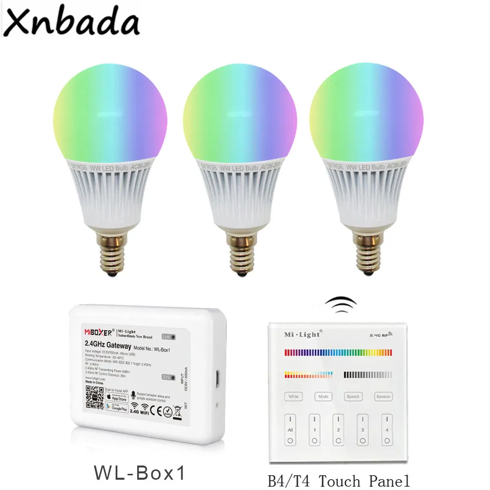 MiBoxer светодиодные лампы E14 5 Вт RGB + CCT светодиодная лампа 2 4 г IOS Andriod APP Wi Fi IBox