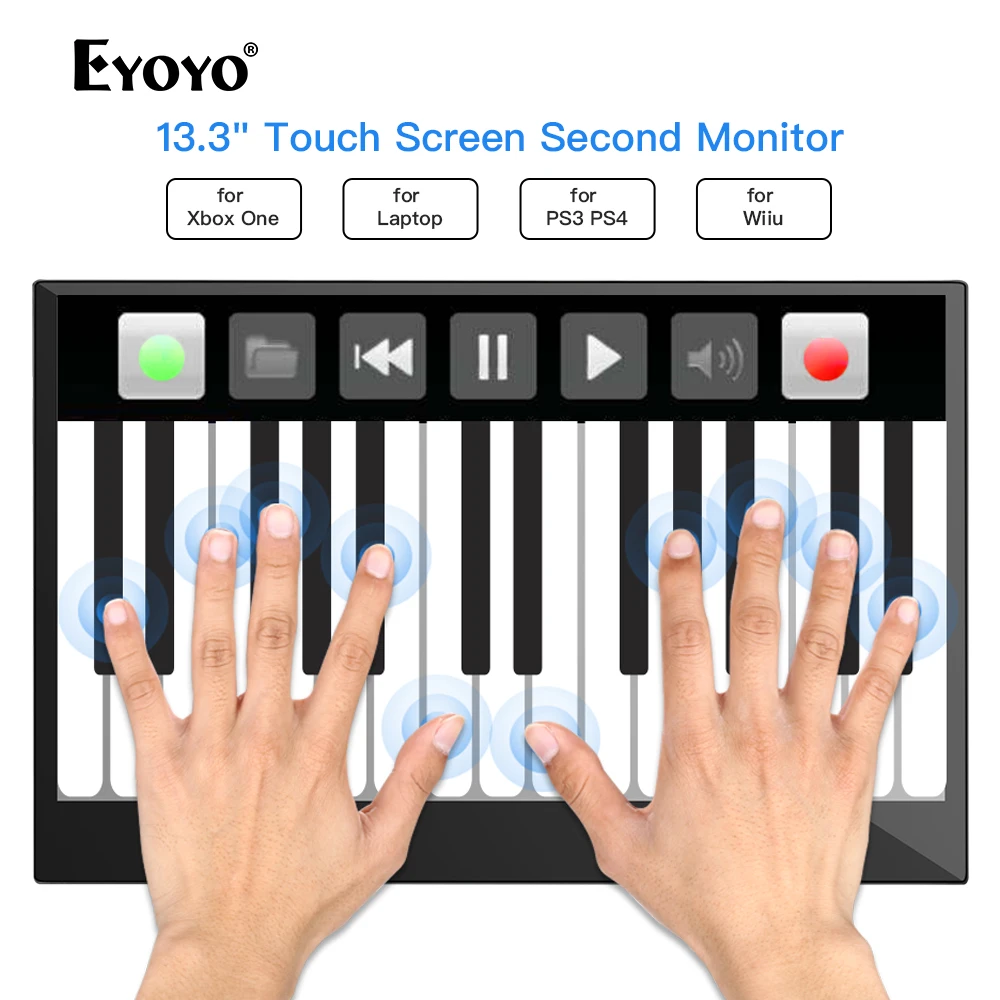 Eyoyo EM13L 13 3 &quotПортативный сенсорный ПК монитор FHD экран 1080p IPS LCD HDMI Type C USB для