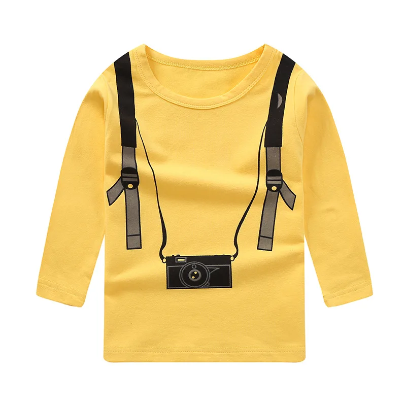 

Children's Autumn Guard Boys and Girls Round Neck Color Matching Base T-shirt Baby Shirt 2-10Years