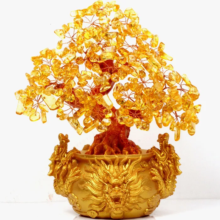 

Natural Topaz Tree Dragon Tree Home Office Feng Shui Living Room Decoration