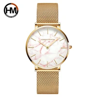 authentic hannah martin watch women watches elegance luxury stainless steel marble texture waterproof quartz movement a4212
