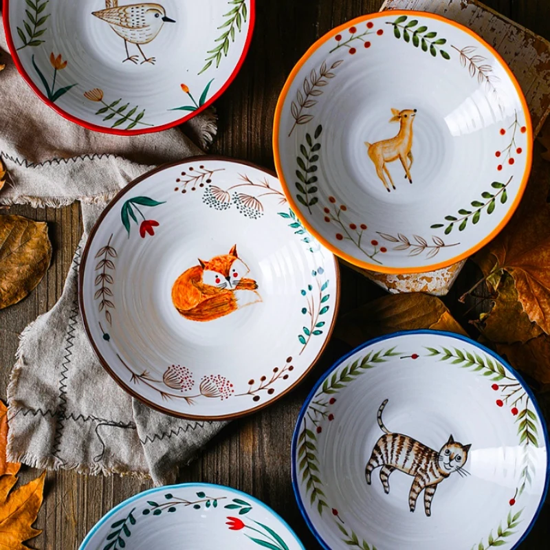 Мультяшная керамическая миска для салата кошачий Завтрак хлопья фруктовая