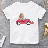 cartoon liongiraffeelephanthippopotamus in vehicles children funny tshirt baby clothes boys t shirts summer white t shirt top