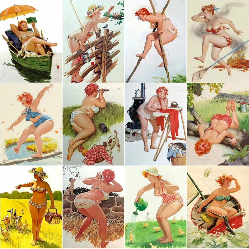 

Pin Up Girl Diy 5D Diamond Painting Sexy Ladies Full Square and Round Embroidery Mosaic Wall Art Cross Handmade Home Decor