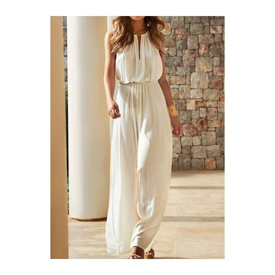 

White Loose Elastic High Waist Jumpsuit Women 2021 Summer New Casual Slimming Overalls Pants Sexy Sleeveless Rompers Clubwear