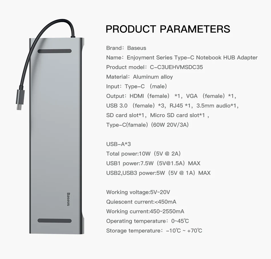 Baseus концентратор USB type C до 3,0 USB HDMI RJ45 usb-хаб для MacBook Pro Аксессуары USB разветвитель мульти 11 портов type C концентратор USB-C