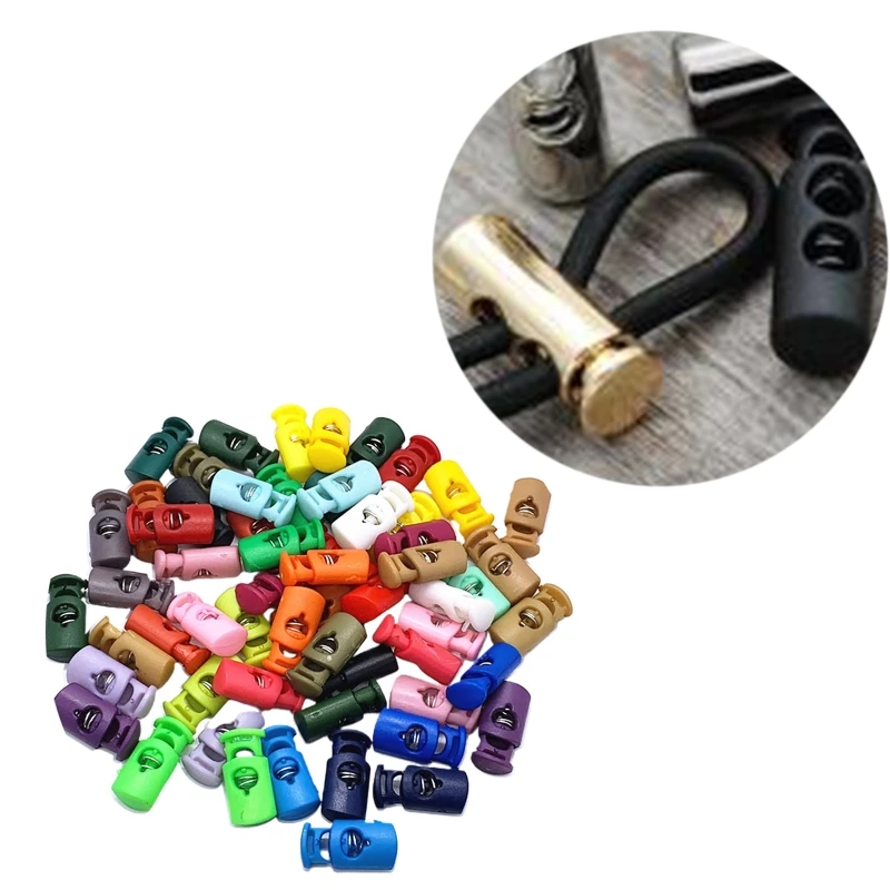 

30/100Pcs Face Mask Earloop Plastic Cord Locks End Spring Lanyard Toggle Stopper 1015