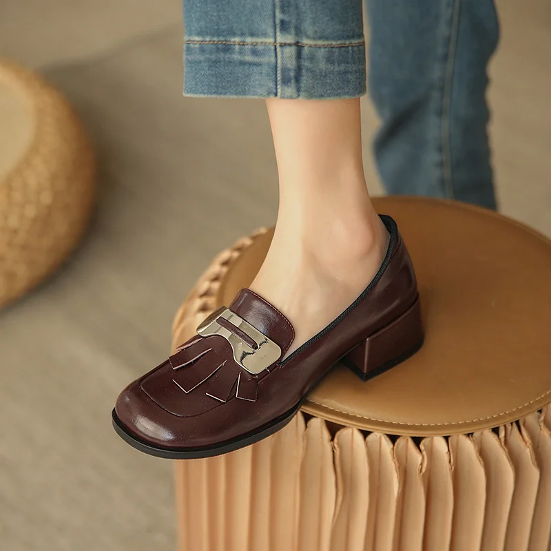 

New Patent Leather Fringe Women Shoes Fashion Spring/Autumn Pumps Slip-On Loafers Platform Handmade Shoes for Women Size 34-39