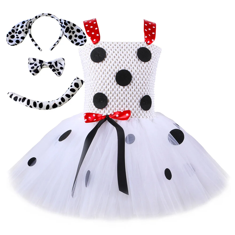 

Kids Girls Dalmatian Tutu Dress Purple Halloween Carnival Dress