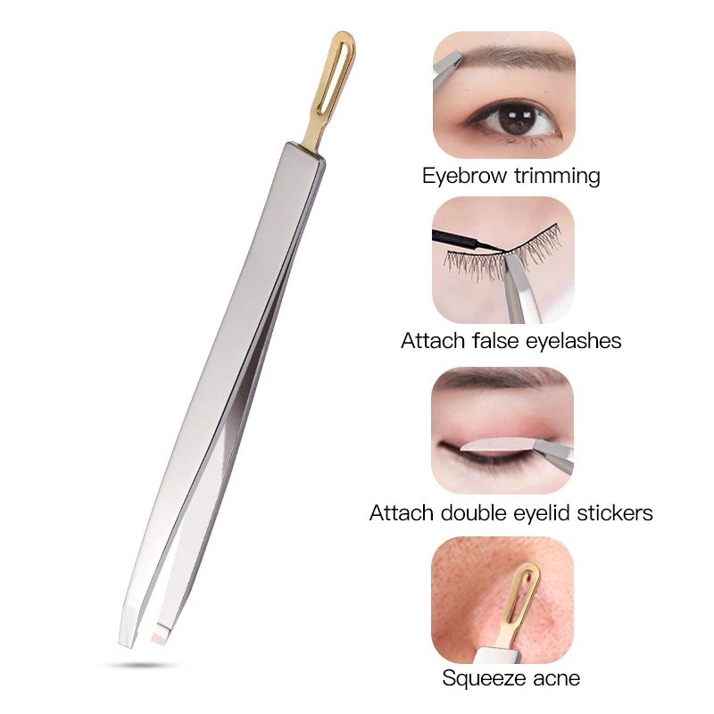 

1PCS Eyebrow Hair Tweezers Professional Stainless Steel False Eyelashes Eyebrow Trimming Clips Beauty Makeup Tools