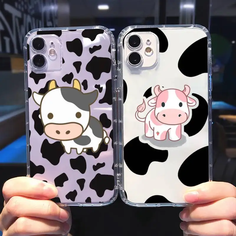 

Cow Print Phone Case For iphone 13 12 11 8 7 plus mini x xs xr pro max Transparent soft