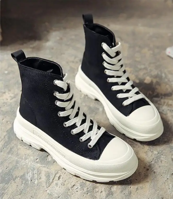 

New high-top thickened bottom women's canvas shoes spring fashion women's casual shoes outdoor sports shoes student sneakers