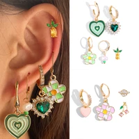 candy color enamel flower heart huggies hoop earrings set for women zircon crystal heart small hoop earrings boho party jewelry