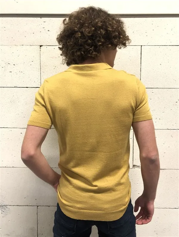 

Mens Polo Neck T-shirt Mustard