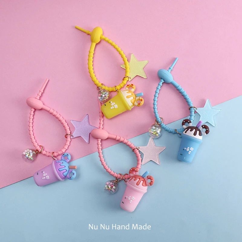 

Colorful Milk Tea Cup Keyring High Quality Pendant Backpack Keyring Phone Charms Car Keychain Wholesale Christmas Gift