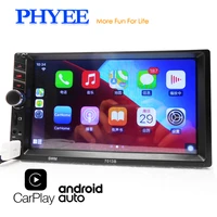 2 din carplay car radio android auto mp5 video player bluetooth handsfree usb 7 touch screen stereo audio head unit phyee 7013b