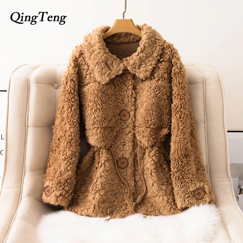 30 шерстяное пальто Тедди Женский Тренч пушистая поддельная зимняя куртка с