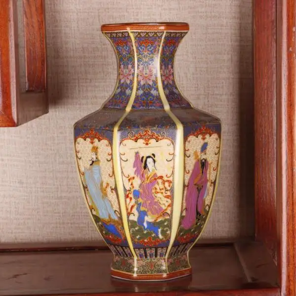 

24CM Ceramic Vase Antique Collection Living Room Decoration Enamel Porcelain Home Furnishing Ornaments Housewarming Gift