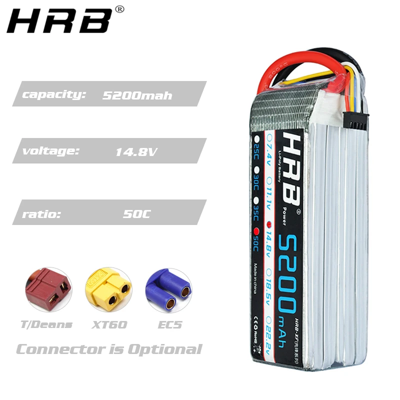 hrb 5200mah 3s 111 v deans t xt60 литий полимерная бат