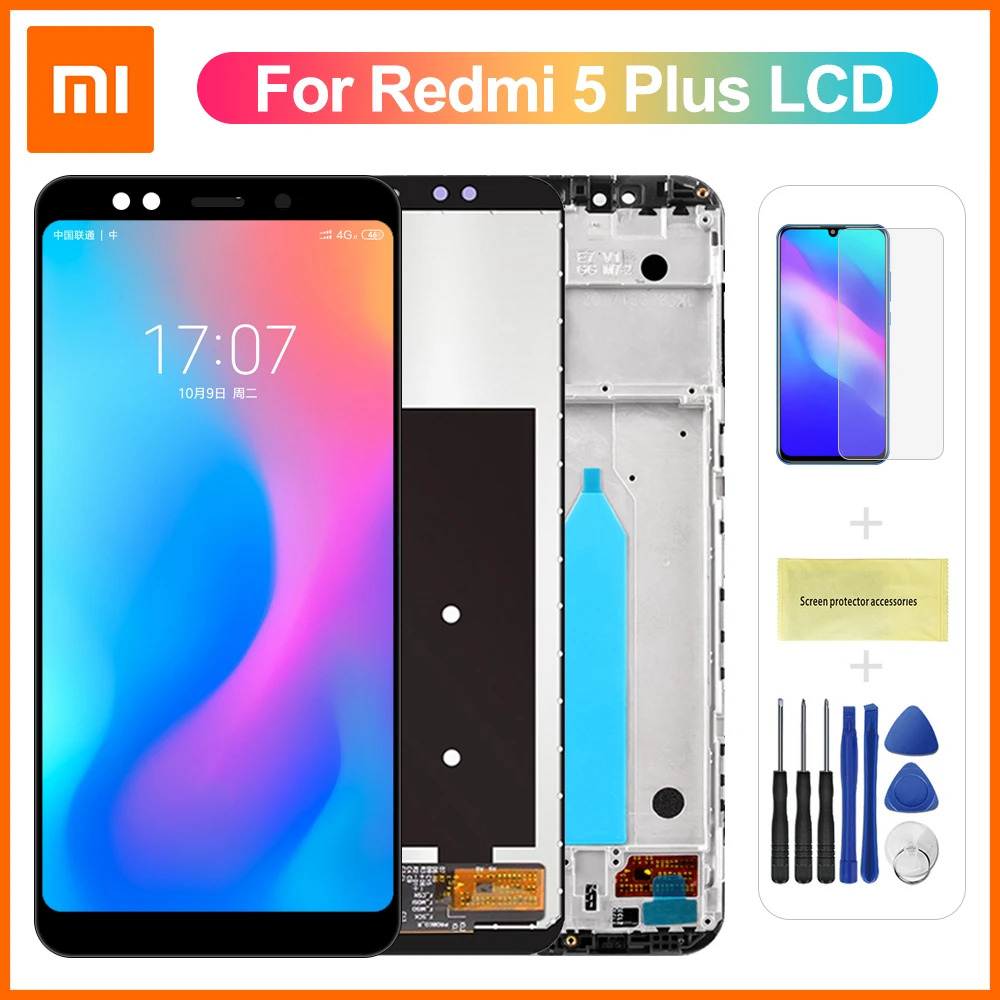 

ЖК-дисплей 5,99 дюйма для Xiaomi Redmi 5 Plus, дигитайзер с рамкой, сенсорный экран, ЖК-дисплей, оригинальные запасные части