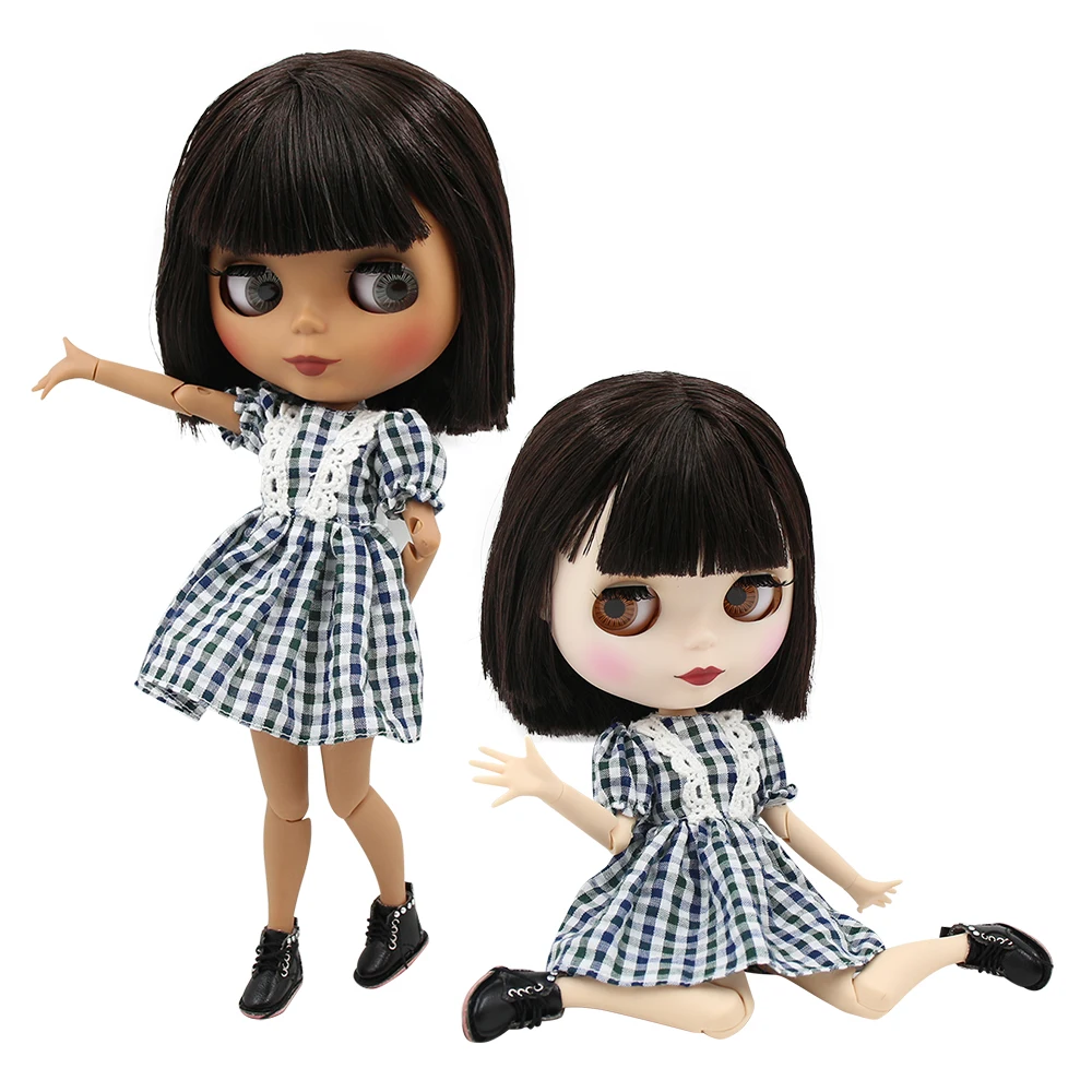 Ледяной DBS Blyth кукла 1/6 bjd сустав тело короткие коричневые волосы матовое лицо 30 см