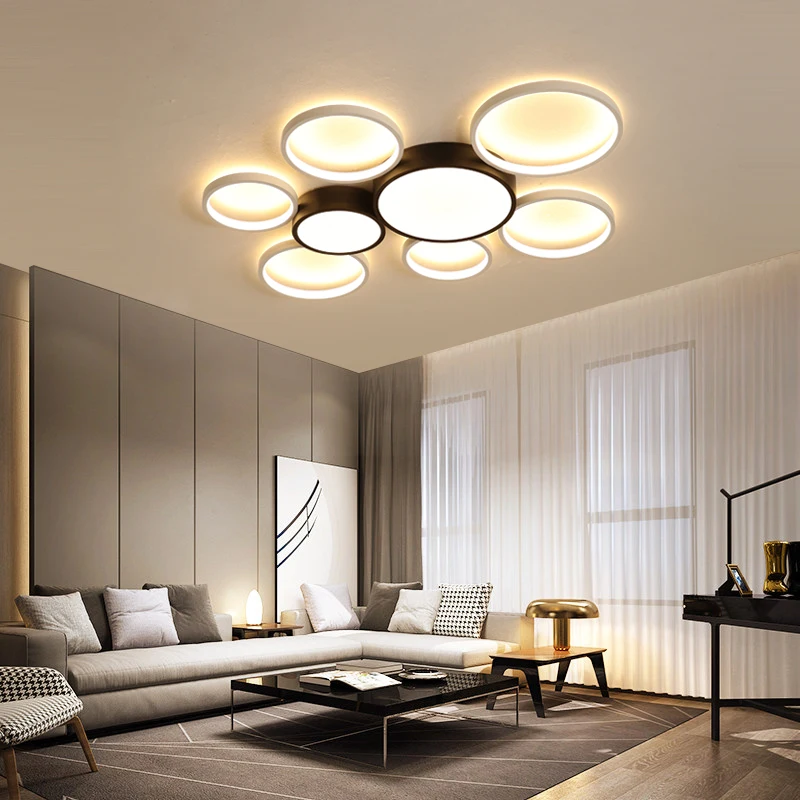 Современные светодиодный ные люстры светильник с круглыми кольцами