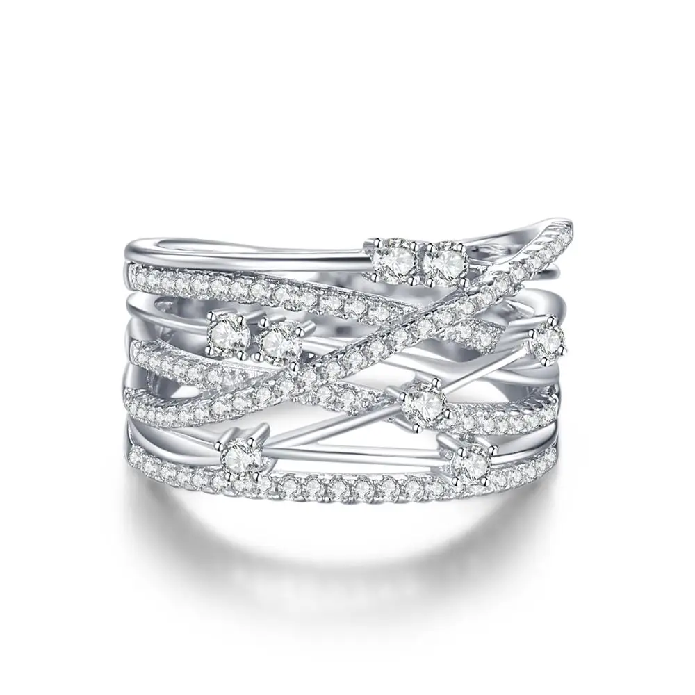 JewelryPalace роскошный круглый фианит широкая полоса коктейльное кольцо для Для