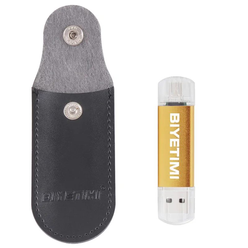 Золотой USB флеш-накопитель Biyetimi, высокоскоростная кожаная сумка, OTG 8 ГБ, 16 ГБ, 32 ГБ, флеш-накопитель, карта памяти USB, флешка для смартфона - Цвет: Золотой