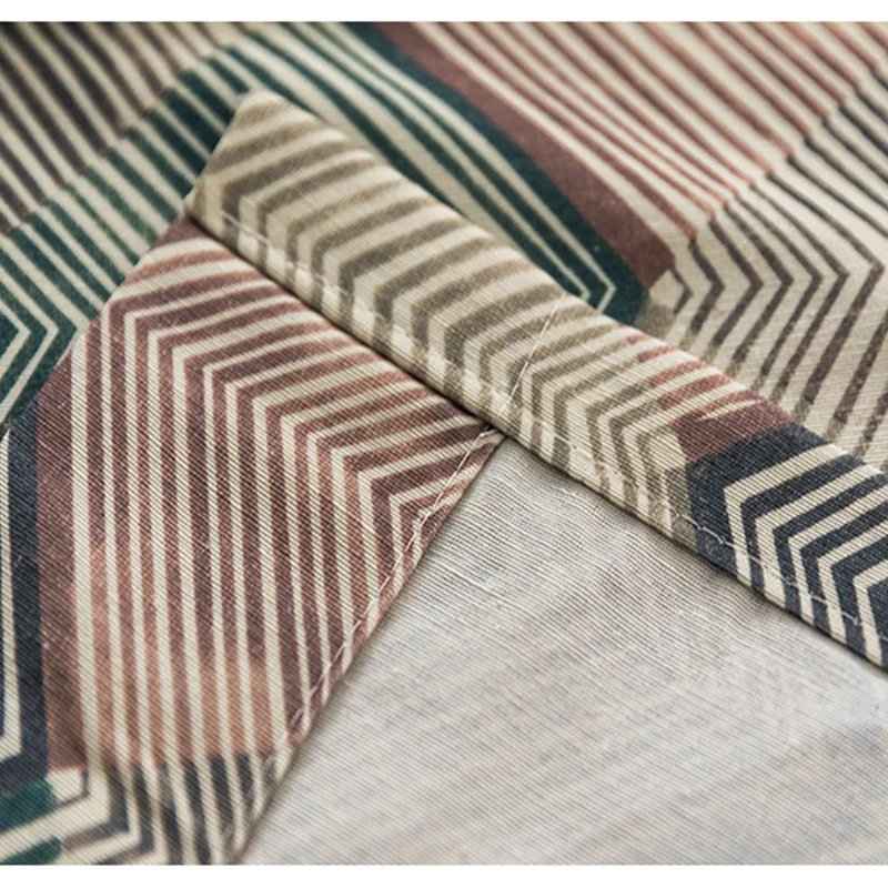 

New Linen-Cotton Printed Stripe Fabric Curtains for Living Room Window Shad Curtain for Bedoom Kitchen Brief Rustic Drapes