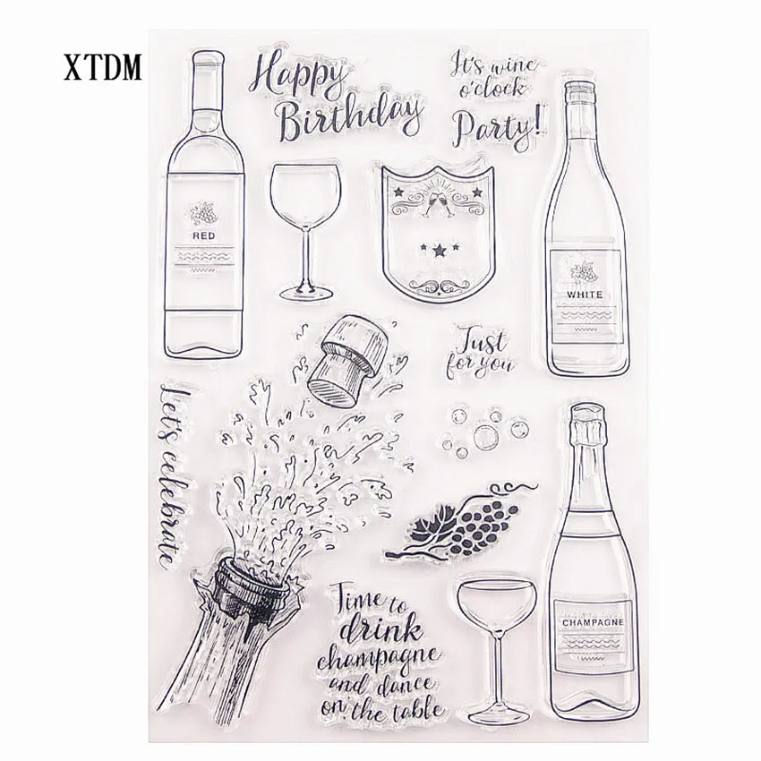 Горячая продажа бутылка для вина Алфавит Прозрачный штамп/силиконовый валик