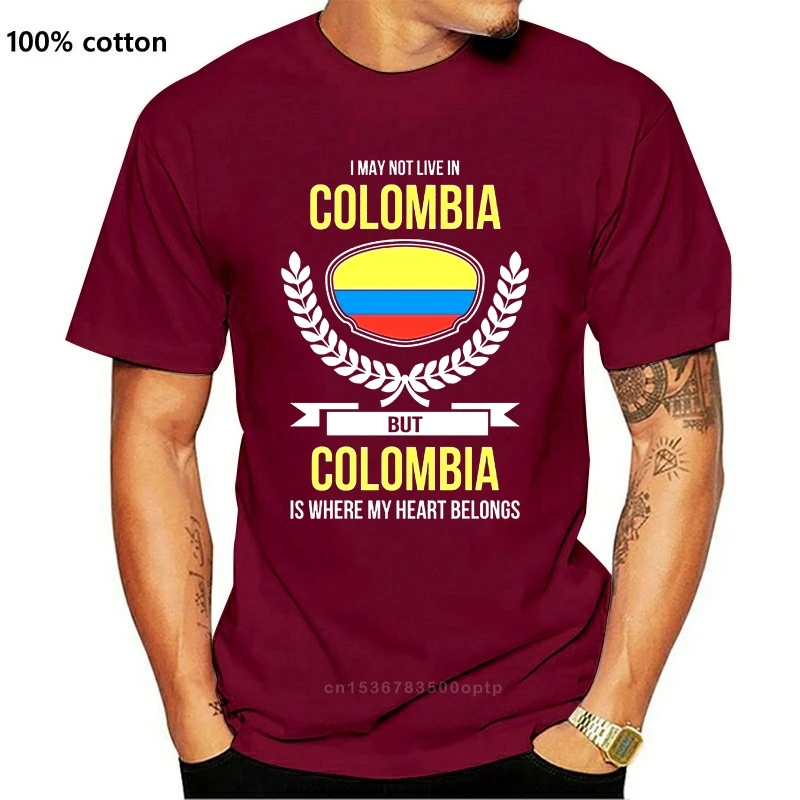 

New Colombia T-Shirt My Heart Belongs To Colombia Country Love Tee Top2021 Fashion slim T-shirts T Shirt Men Tee Shirts