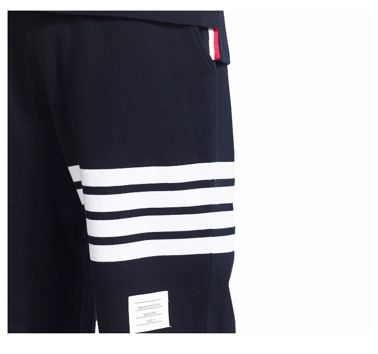 

2021 TB THOM Fashion Brand Shorts Men Summer Cotton Loose Casual Sports Trousers Striped Knee Length Jogger Track Pants