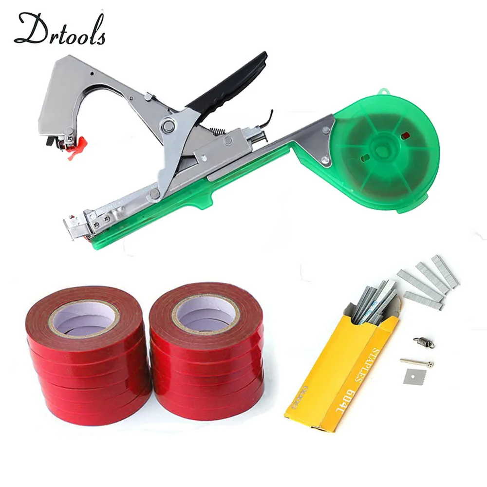 12 red tapetool set Машина для завязывания 12 лент Tapetool Tapener садовый инструмент машина для завязывания растений филиал ручная упаковка растительный стебель обвязка 12 лент набор - Цвет: 12 red tapetool set