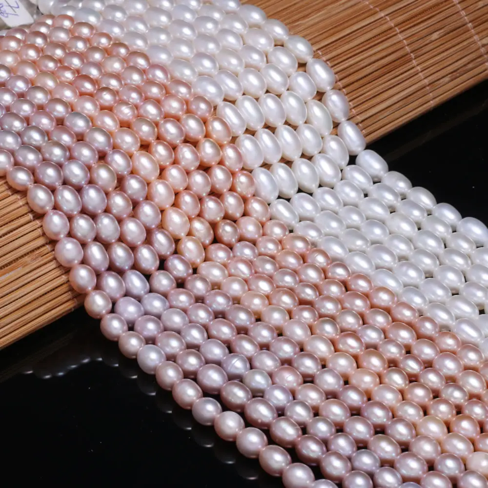 

Natural Freshwater Pearl Beads High Quality Rice Shape Punch Loose Beads for Jewelry Making DIY Elegant Necklace Bracelet 6-7MM