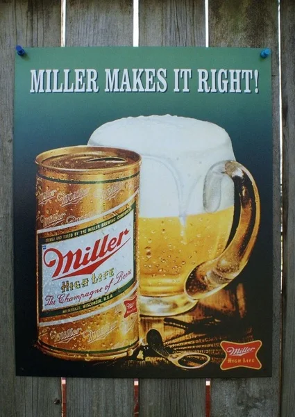 

Miller Makes It Right Tin Metal Sign Champagne Beer High Life Bar Drinks Brew Sign Wall Poster Wall Decor Home Office Bar
