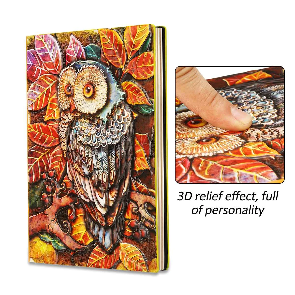 

3D A5 Anaglyph Gilding Owl Notebook Retro Planner Bronze Book School Supplies Office Culture and Education 4 Color